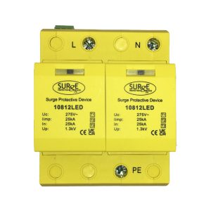 10812/LED – Type 1+2+3, 50kA (Level 3/4), single phase, all/full mode protection with LED indication