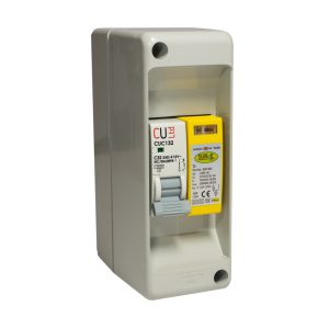 320002/ENCM - Type 2+3, single module, 2 pole with replaceable modules, window indication and remote contacts, complete in a 2 module box, with a single phase breaker