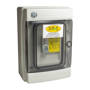 SY1C40XLED/ENCM - Type 2+3, single phase, with LED indication, complete in IP65 polycarbonate enclosure, includes a 32 amp MCB