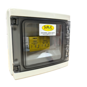 LSPD12ENCM - T1,2&3 SP&N, 25kA per pole, lightning and surge device in a 8 way polycarbonate enclosure with 63A MCB
