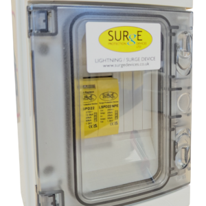 LSPD22ENC - T1,2&3 SP&N, 12.5kA per pole, lightning and surge device in a 4 way polycarbonate enclosure