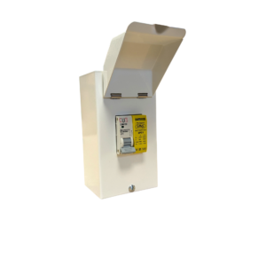 SPD1ENCMETM - T2&3 SP&N, single module surge device in a 2 way metal enclosure with 32A MCB